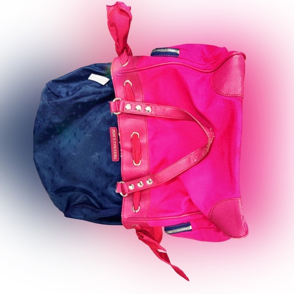 Vintage Juicy Couture Pink Nylon Malibu Daydreamer Studded Bow Bag Satchel - Picture 10 of 16